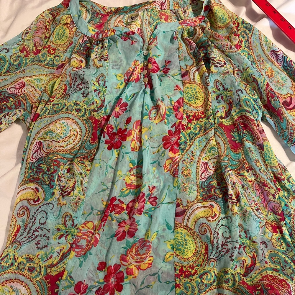 Flower and fig anthropology Colorful Patterned Blouse